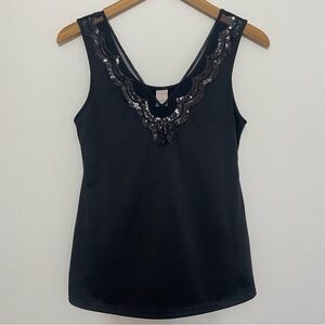 Cabernet Women's Black Sequin Trim Tank Top Size Small